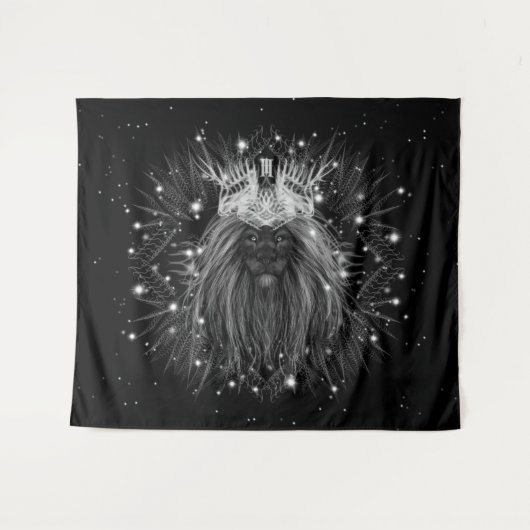 Starlight-leeuw met kroonmonogram wandkleed (Voorkant (horizontaal))