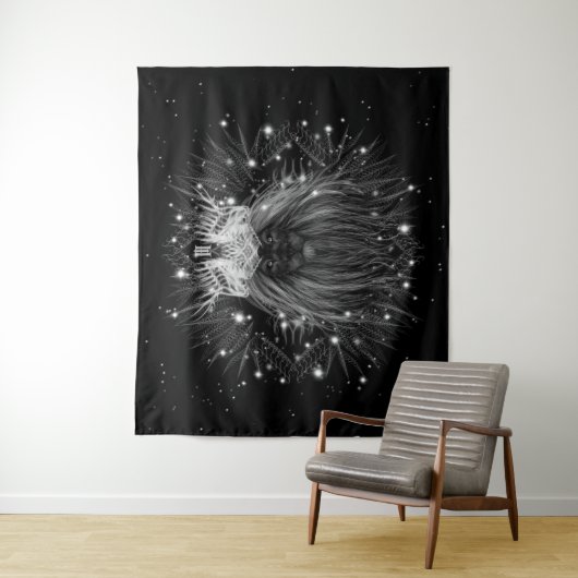 Starlight-leeuw met kroonmonogram wandkleed (In situ)