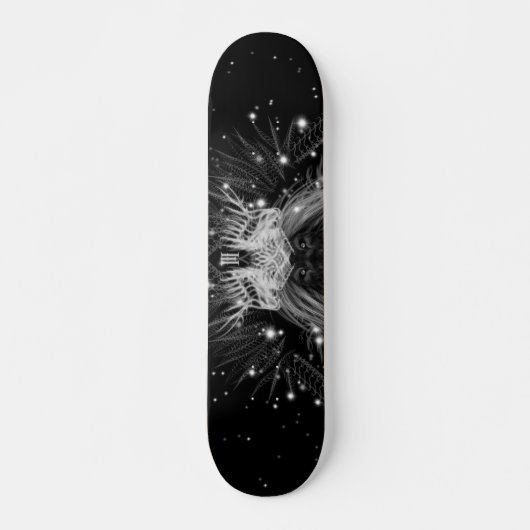 Starlight-leeuw met kroonmonogram zwart persoonlijk skateboard (Voorkant)