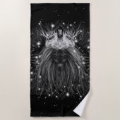 Starlight-leeuw met kroonmonogram zwart strandlaken (Voorkant)