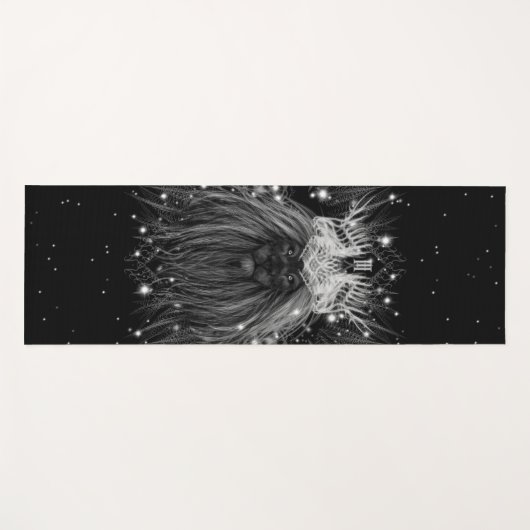 Starlight-leeuw met kroonmonogram zwart yogamat (Voorkant (horizontaal))