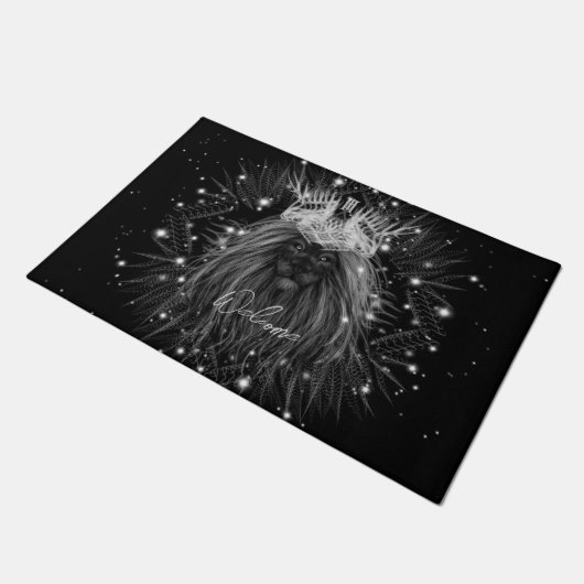 Starlight Lion met Crown Monogram Welkom Deurmat (Schuin)