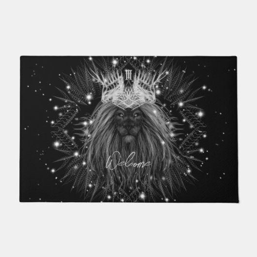 Starlight Lion met Crown Monogram Welkom Deurmat (Voorkant)