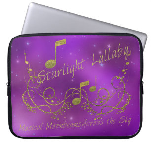 Starlight Lullaby Paars Gold Music & Sky Laptop Sleeve