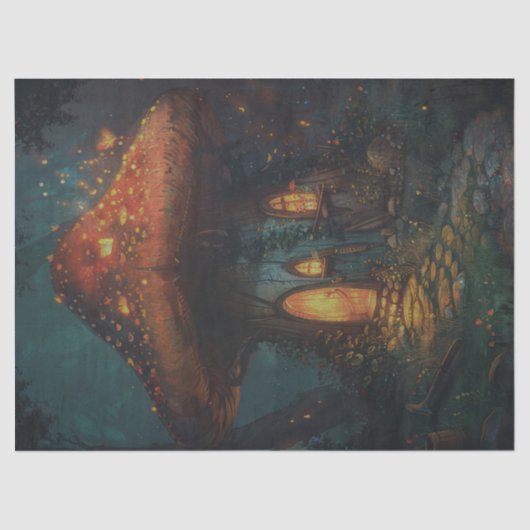 Starlight Mushroom House Decoupage Tissue Paper Tissuepapier (Voorkant)