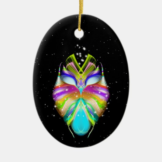 Starlight Oracle Owl Keramisch Ornament (Voorkant)