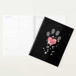 Starlight Roze Hart Poot Print Pet Sitter Zwart Planner