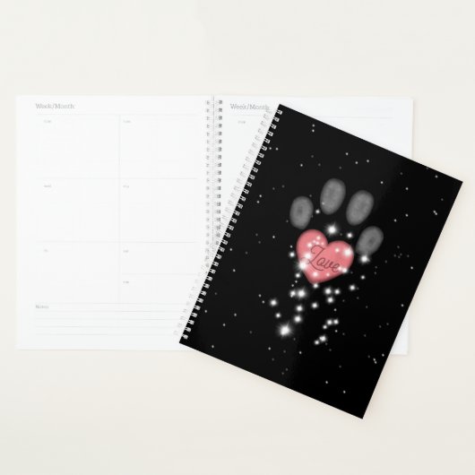 Starlight Roze Hart Poot Print Pet Sitter Zwart Planner (Display)