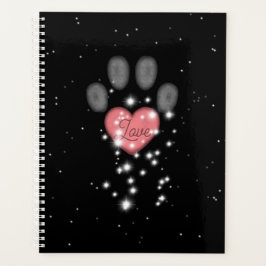 Starlight Roze Hart Poot Print Pet Sitter Zwart Planner