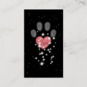 Starlight Roze Hart Poot Print Pet Sitter Zwart Visitekaartje (Voorkant)