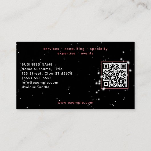 Starlight Roze Hart Poot Print Pet Sitter Zwart Visitekaartje (Achterkant)