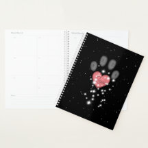 Starlight Roze Hart Pootafdruk Dierenoppas Zwart