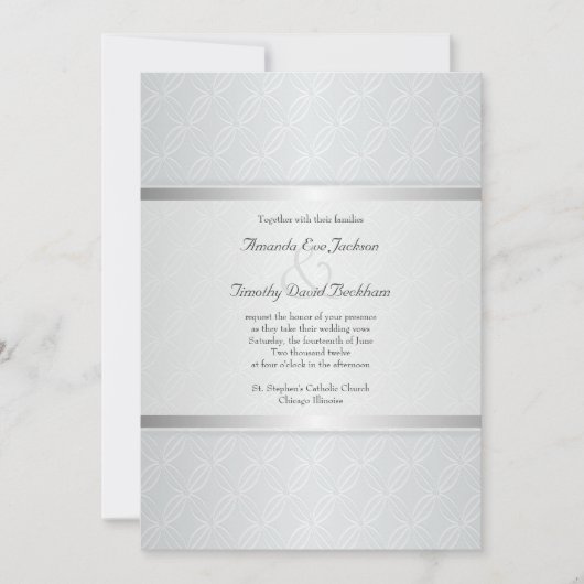 Starlight Silver Flare Monogrammed Elegant Wedding Kaart (Voorkant)