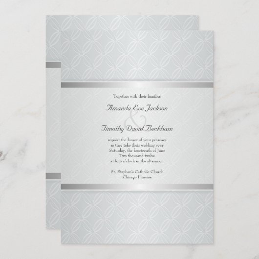 Starlight Silver Flare Monogrammed Elegant Wedding Kaart (Voorkant / Achterkant)