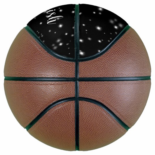 Starlight Sparkles Black and White Stars Wish Pun Basketbal (Rechts)