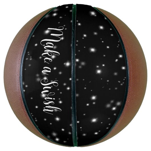 Starlight Sparkles Black and White Stars Wish Pun Basketbal (Verticaal)