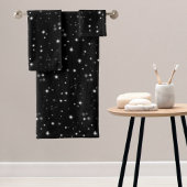 Starlight Sparkles Black en White Stars Bad Handdoek