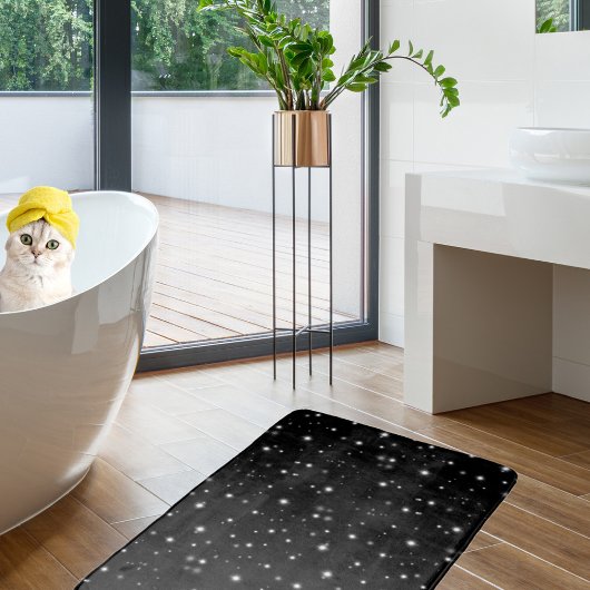 Starlight Sparkles Black en White Stars Badmat