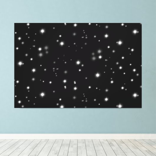 Starlight Sparkles Black en White Stars Canvas Afdruk (Insitu (Houten vloer))