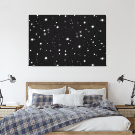 Starlight Sparkles Black en White Stars Canvas Afdruk