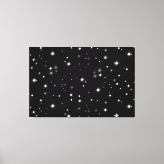 Starlight Sparkles Black en White Stars Canvas Afdruk (Voorkant)