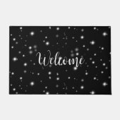 Starlight Sparkles Black en White Stars Deurmat (Voorkant)