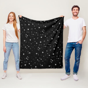Starlight Sparkles Black en White Stars Fleece Deken