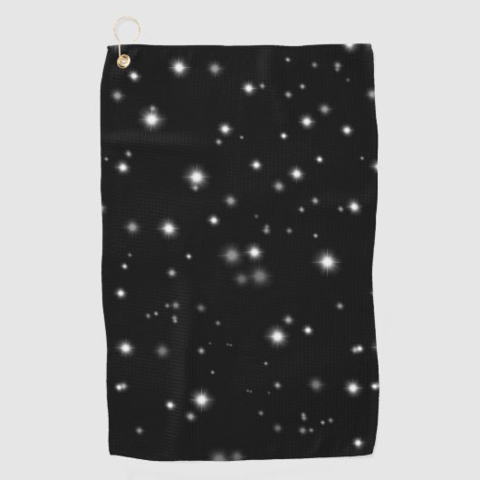 Starlight Sparkles Black en White Stars Golfhanddoek (Voorkant)