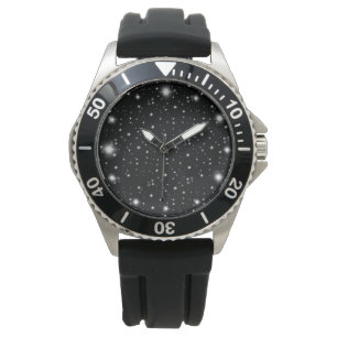Starlight Sparkles Black en White Stars Horloge