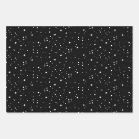 Starlight Sparkles Black en White Stars Inpakpapier Vel (Voorkant 3)