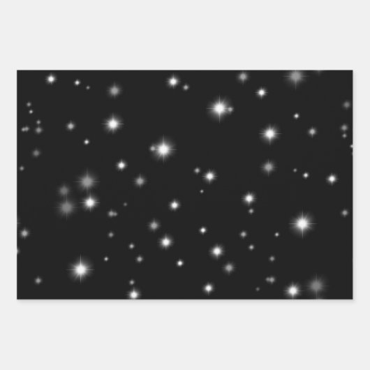 Starlight Sparkles Black en White Stars Inpakpapier Vel (Voorkant)