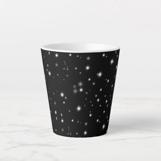 Starlight Sparkles Black en White Stars Latte Mok (Voorkant)