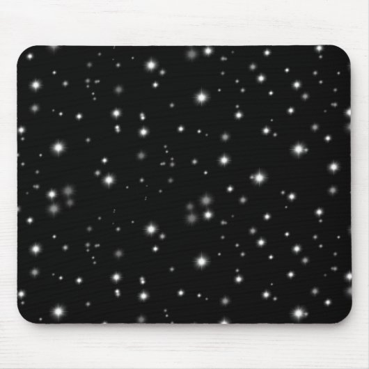 Starlight Sparkles Black en White Stars Muismat (Voorkant)