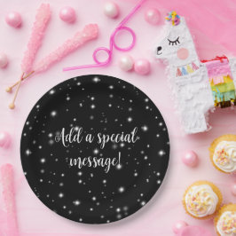 Starlight Sparkles Black en White Stars Papieren Bordje