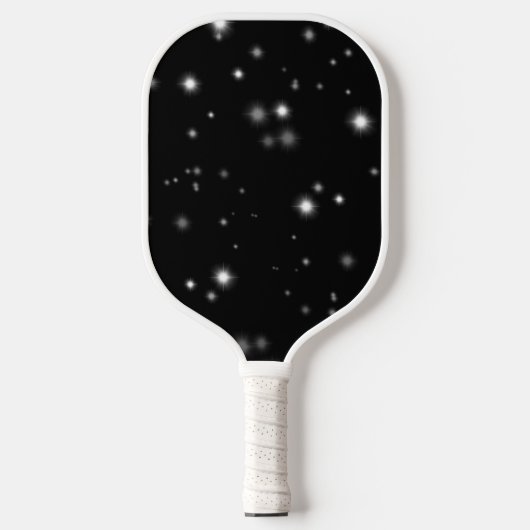 Starlight Sparkles Black en White Stars Pickleball Paddle (Voorkant)