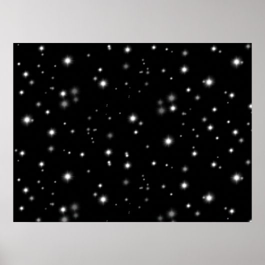 Starlight Sparkles Black en White Stars Poster (Voorkant)