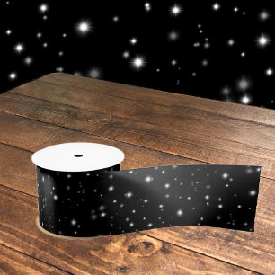 Starlight Sparkles Black en White Stars Satijnen Lint