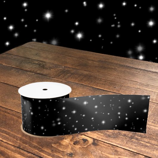 Starlight Sparkles Black en White Stars Satijnen Lint