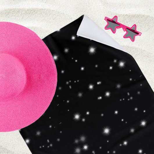 Starlight Sparkles Black en White Stars Strandlaken