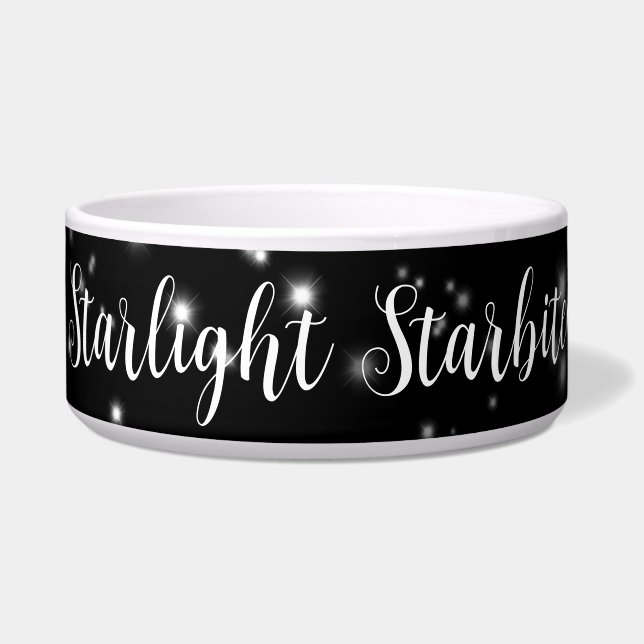 Starlight Sparkles Black en White Stars Voerbakje (Voorkant)