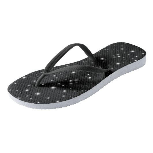 Starlight Sparkles Zwart en Witte Sterren Teenslippers (Schuin)