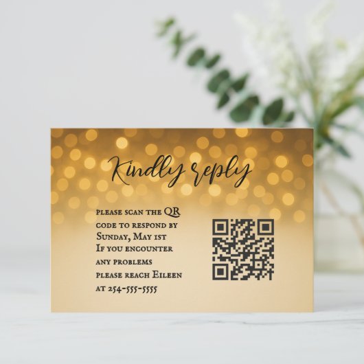 Starlight Vow QR Code Wedding RSVP Kaart (Staand voorkant)