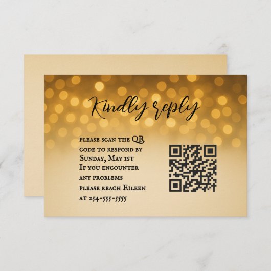 Starlight Vow QR Code Wedding RSVP Kaart (Voorkant / Achterkant)