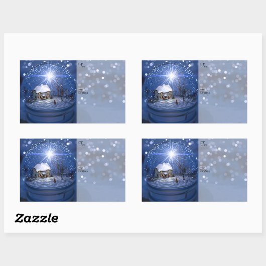 Starlight-Wereldbol kerstcadeaulabels Rechthoekige Sticker (Vel)