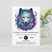 Starlight Wolf Birthday  Kaart (Staand voorkant)