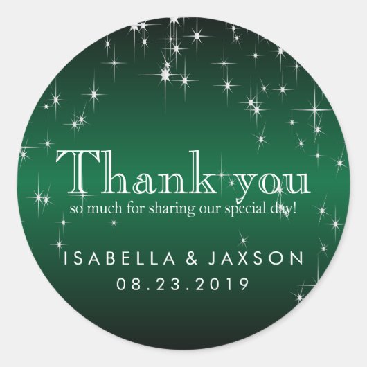 Starlights in Metallic Dark Green Ronde Sticker (Voorkant)