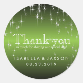 Starlights in Metallic Lime Green Ronde Sticker