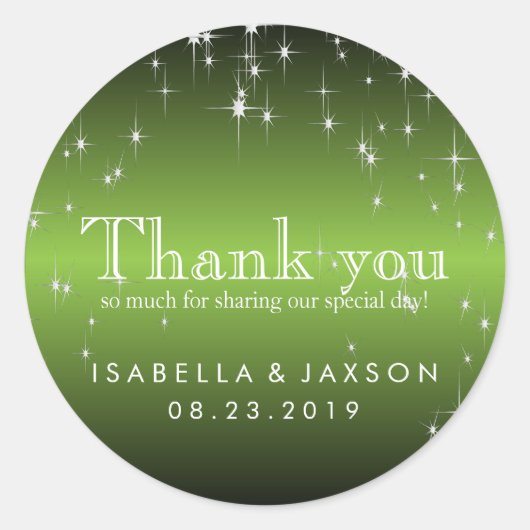 Starlights in Metallic Lime Green Ronde Sticker (Voorkant)
