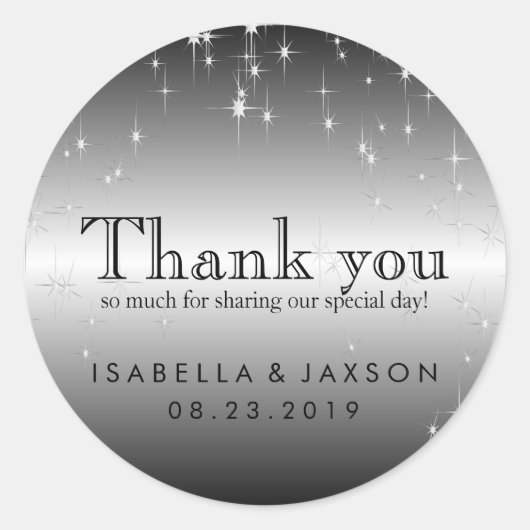 Starlights in Metallic Silver Ronde Sticker (Voorkant)