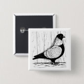 Starling Pigeon Silver-laced 1979 Vierkante Button 5,1 Cm (Voorkant /achterkant)